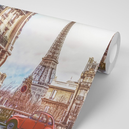 Samolepiaca tapeta pohľad na Eiffelovu vežu z ulice Paríža