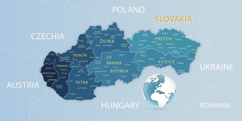 Obraz elegantná mapa Slovenska v modrom