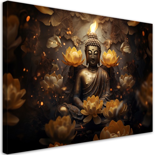 Obraz na plátně, Buddha meditující květiny