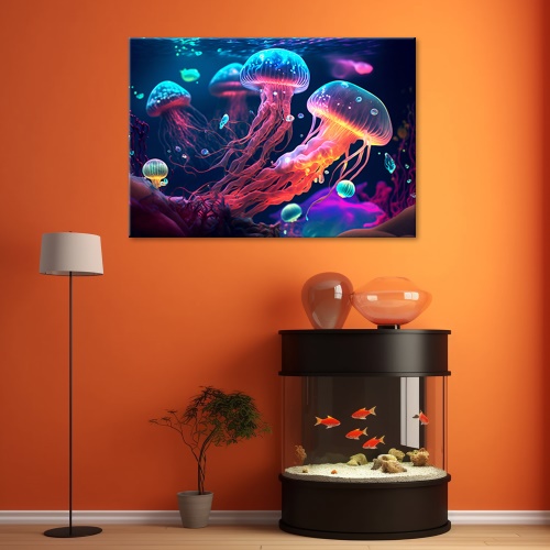 Obraz na plátně, Neonová mořská medúza