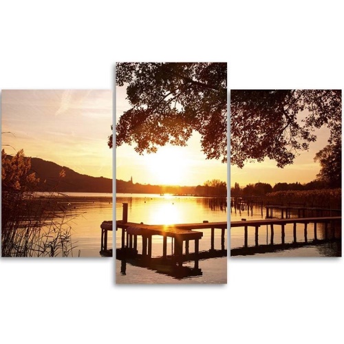 Obraz na plátně třídílný Jezero Sunset Lake