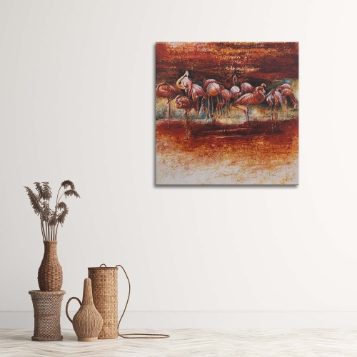 Obraz na plátně Plameňáci růžoví ptáci