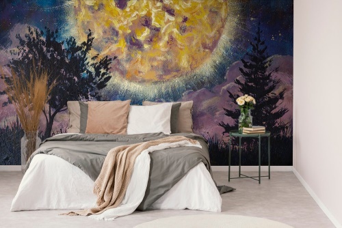 Samolepiaca tapeta žiarivý mesiac na nočnej oblohe