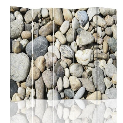 Ozdobný paraván, Kameny na pláži - 180x170 cm, päťdielny, obojstranný paraván 360°
