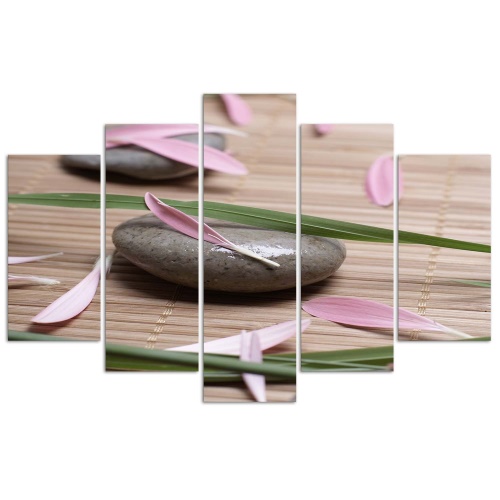 Obraz na plátně pětidílný Kamenné zenové květiny