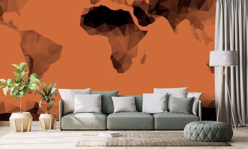 Samolepiaca tapeta oranžová mapa v polygonálnom štýle