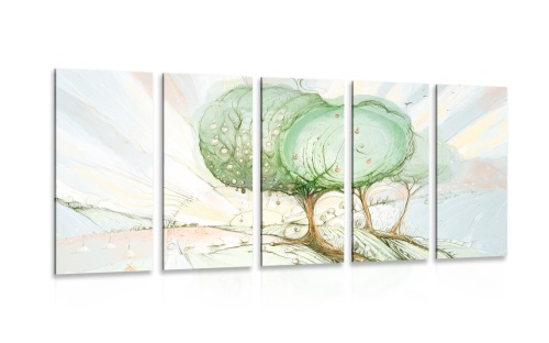 5-dielny obraz rozprávkové pastelové stromy