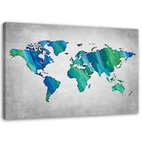 Obraz na plátně Mapa světa šedá