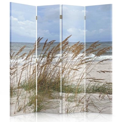 Ozdobný paraván Tráva na mořské pláži - 145x170 cm, štvordielny, klasický paraván