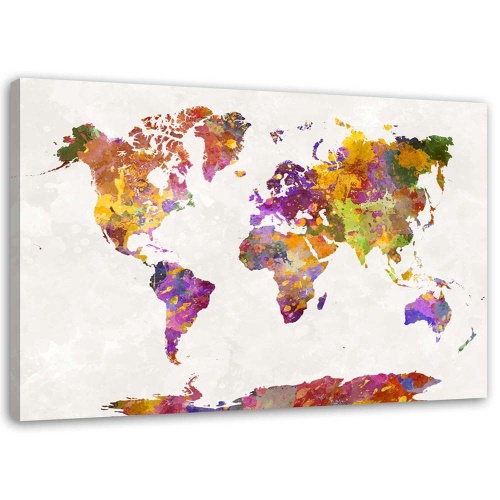 Obraz na plátně Mapa světa Akvarel
