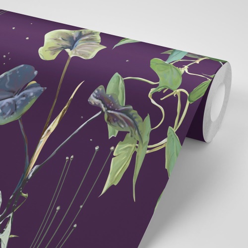 Samolepiaca tapeta rastliny na nočnej oblohe - 75x1000 cm