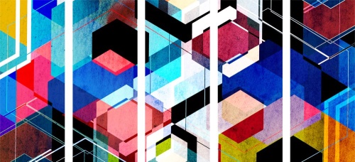 5-dielny obraz abstraktná geometria