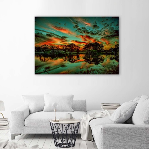 Obraz na plátně Jezero Stromy Nebe Příroda