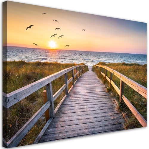 Obraz na plátně, Sunset Sea Beach