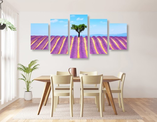 5-dielny obraz provensálske levanduľové pole