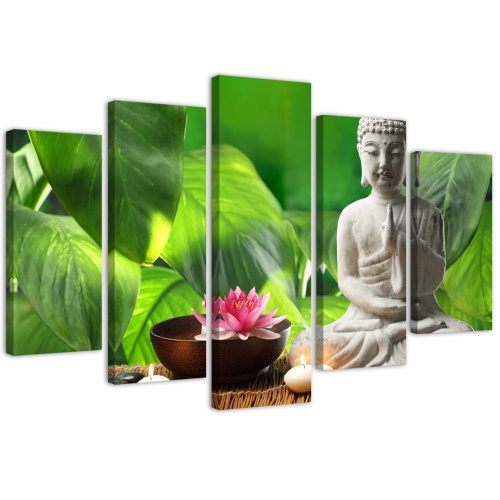 Obraz na plátně pětidílný Buddha Zen Flower Leaf
