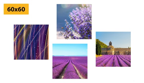 Set obrazov levanduľové pole s abstrakciou