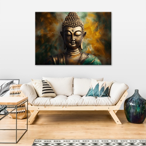 Obraz na plátně, buddha zenové listy