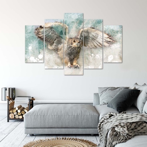 Obraz na plátně pětidílný Sova Ptáci Příroda Zvířata
