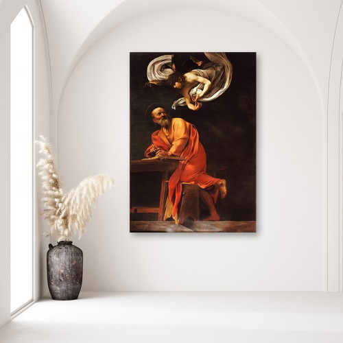 Obraz na plátně REPRODUKCE Matouš a anděl - Caravaggio