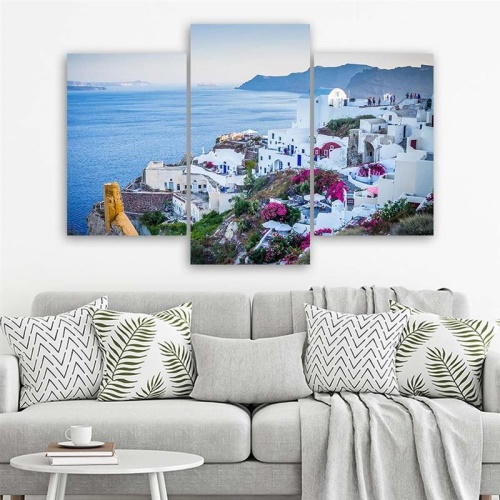 Obraz na plátně třídílný Santorini Řecko Moře