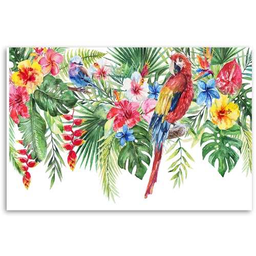 Obraz na plátně, Listy tropických květin papouška