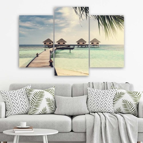 Obraz na plátně třídílný Plážové palmy Tropics