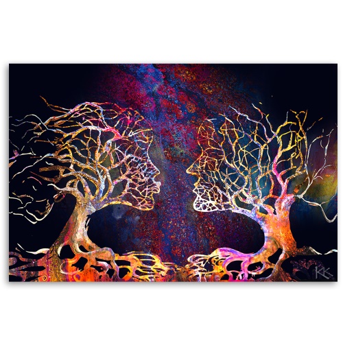 Obraz na plátně, Dvojice stromů polibku abstrakce