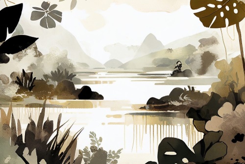 Obraz jazero v džungli