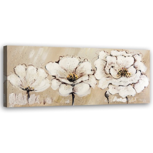 Obraz na plátně Béžové květiny malované