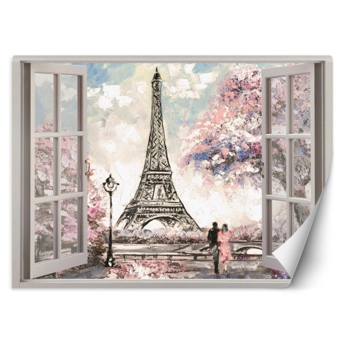 Fototapeta, Pohled z okna Eiffelova věž Paříž Francie