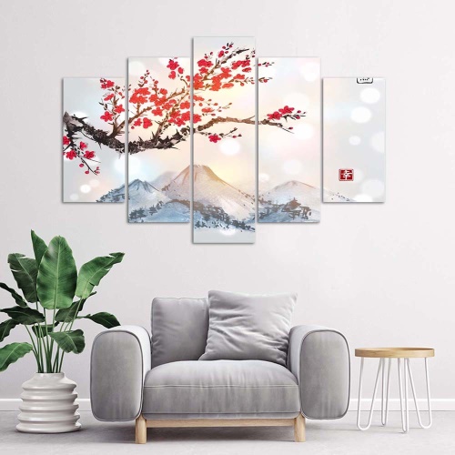 Obraz na plátně pětidílný Japonsko Cherry Blossom
