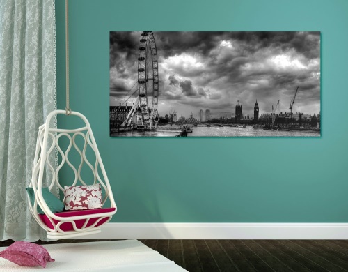 Obraz jedinečný Londýn a rieka Temža v čiernobielom prevedení