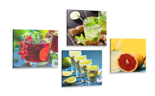 Set obrazov drinky v pestrých farbách