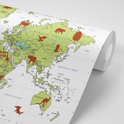 Samolepiaca tapeta mapa so zvieratami
