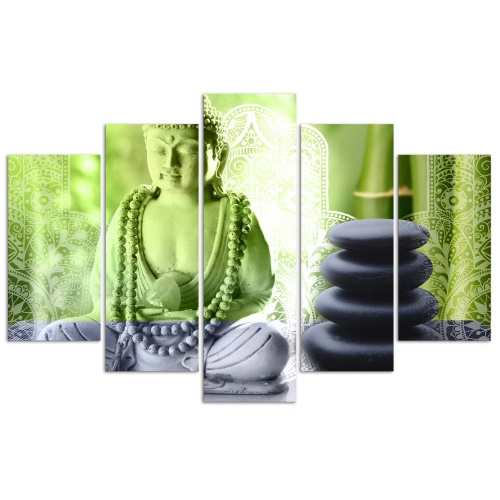Obraz na plátně pětidílný Buddha Stones Green