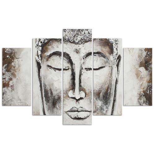 Obraz na plátně pětidílný Buddha Grey Zen Spa