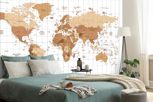 Tapeta béžová mapa sveta na svetlom pozadí