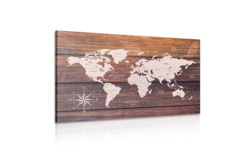 Obraz decentná mapa s dreveným pozadím