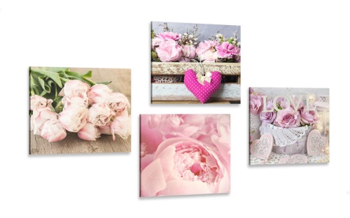 Set obrazov kvety vo vintage štýle