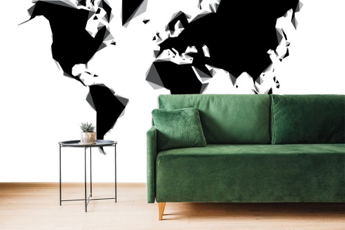 Samolepiaca tapeta abstraktná mapa sveta v čiernobielom prevedení