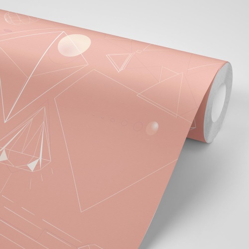 Tapeta ružové geometrické vzory - 75x1000 cm