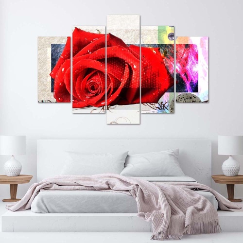 Obraz na plátně pětidílný Červené růže Květy Příroda
