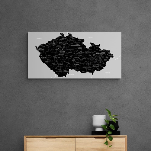 Obraz moderná čierno-šedá mapa Česka