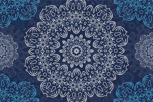 Samolepiaca tapeta modrá Mandala s abstraktným vzorom