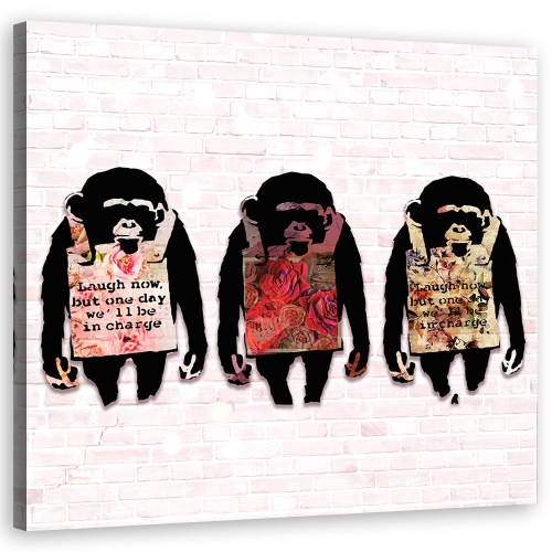 Obraz na plátně, Banksy se směje opice