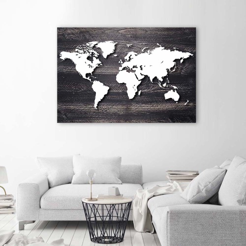 Obraz na plátně Mapa světa Wood Grey Office