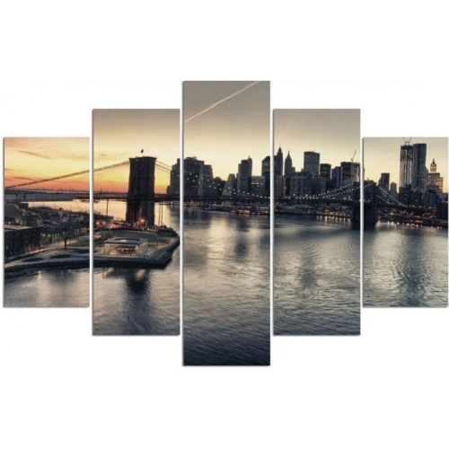 Obraz na plátně pětidílný New York City Brooklynský most