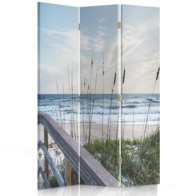 Ozdobný paraván Duny na mořské pláži - 110x170 cm, trojdielny, obojstranný paraván 360°
