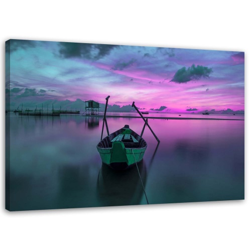 Obraz na plátně Loď na fialovém jezeře